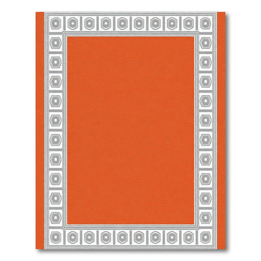 Orange Geometric Hexagon Border Rug