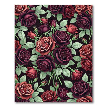 Dark Romantic Rose Bouquet Floral Rug
