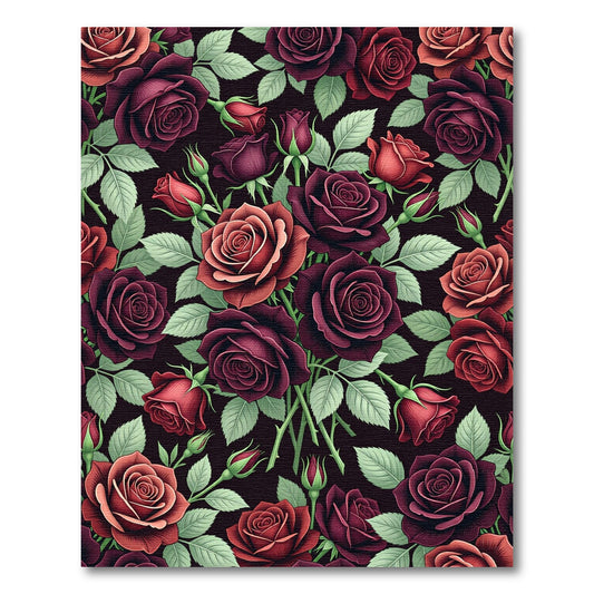 Dark Romantic Rose Bouquet Floral Rug