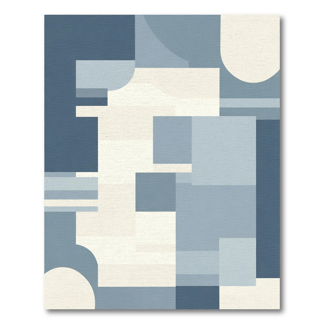 Cool Blue Abstract Geometric Composition Rug