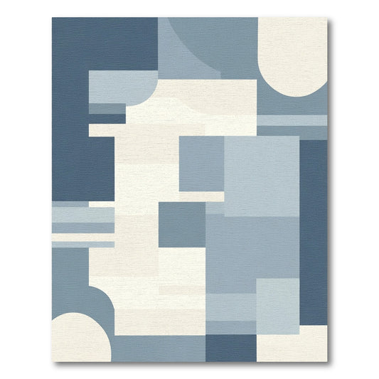 Cool Blue Abstract Geometric Composition Rug