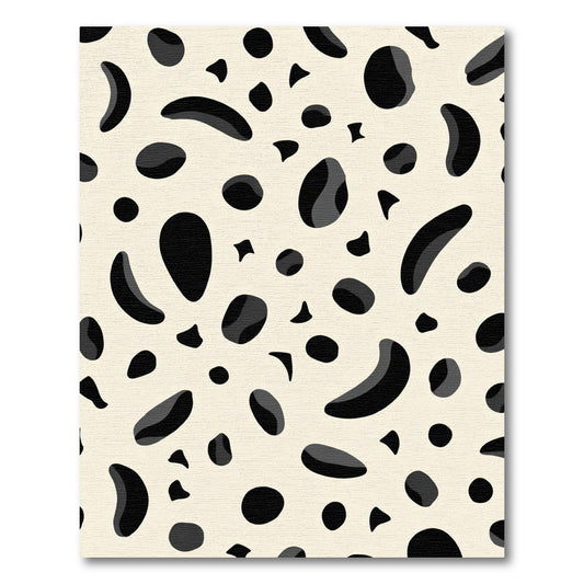 Creamy Black Spotty Organic Shape Rug