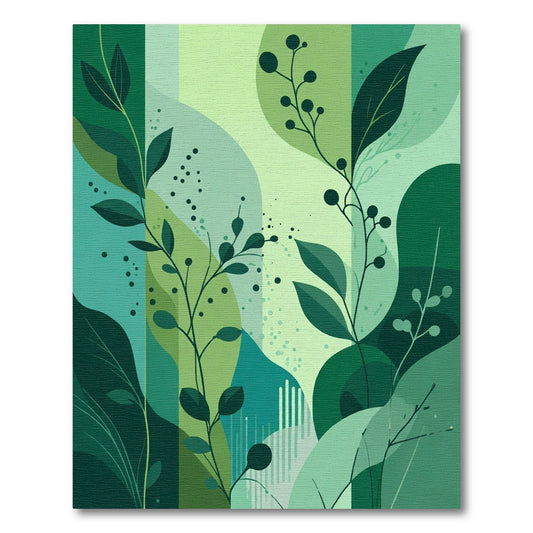Emerald Green Botanical Abstraction Rug