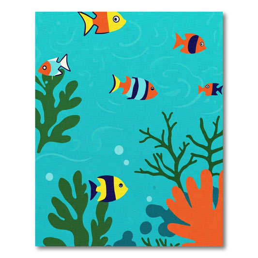 Colorful Underwater Fish Coral Scene Rug