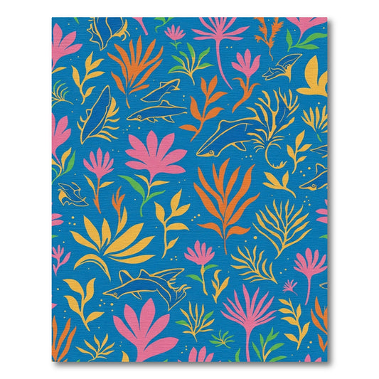 Oceanic Flora Shark Collage Rug
