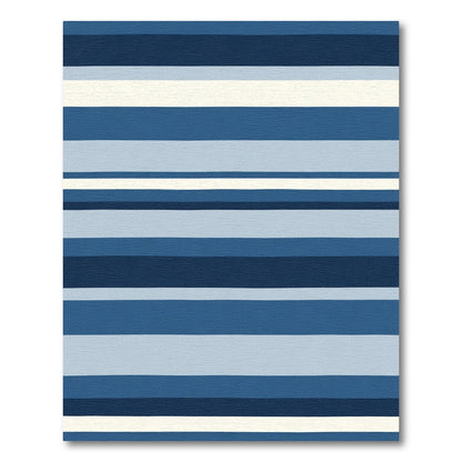 Navy Blue Cream Striped Contemporary Area Rug