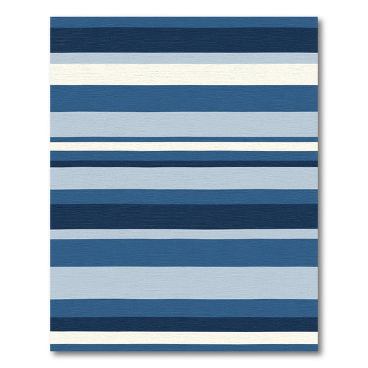 Navy Blue Cream Striped Contemporary Area Rug