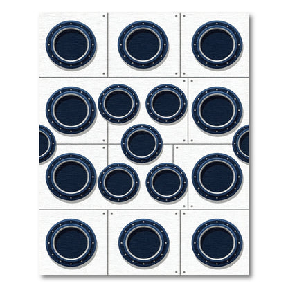 Modern Navy Nautical Porthole Grid Rug