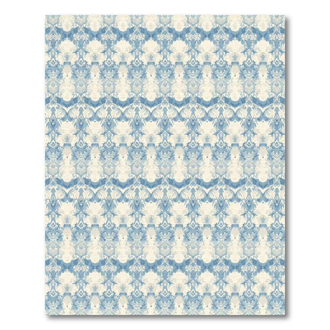 Vintage Blue Scrollwork Damask Rug