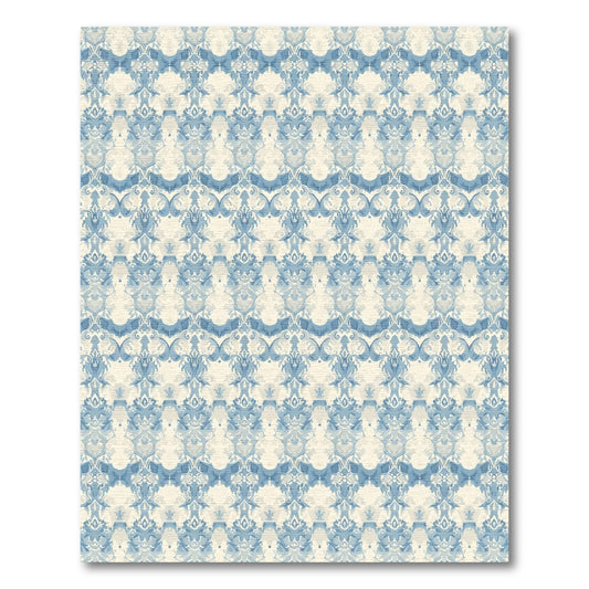 Vintage Blue Scrollwork Damask Rug