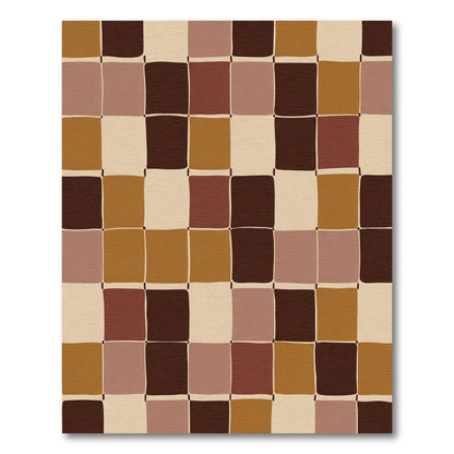 Retro Terracotta Checkerboard Squares Rug