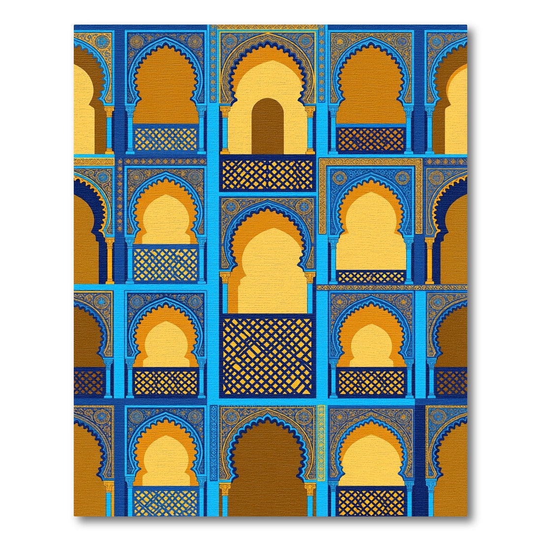Azure Golden Archway Geometric Tile Rug