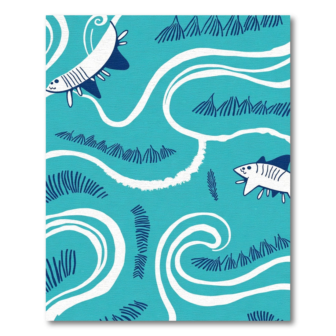 Whimsical Fish Ocean Swirls Rug