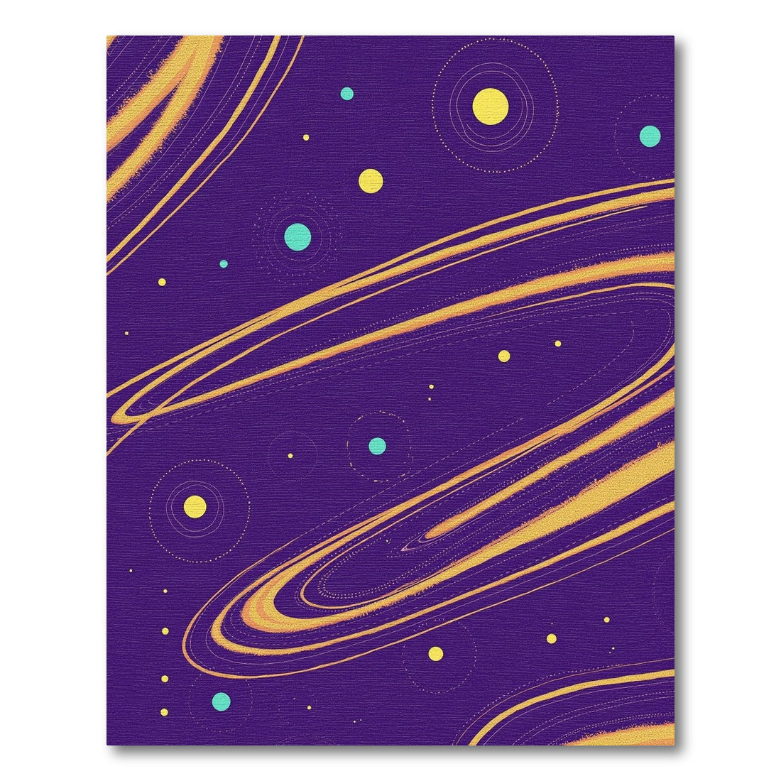 Cosmic Purple Swirling Yellow Teal Rug