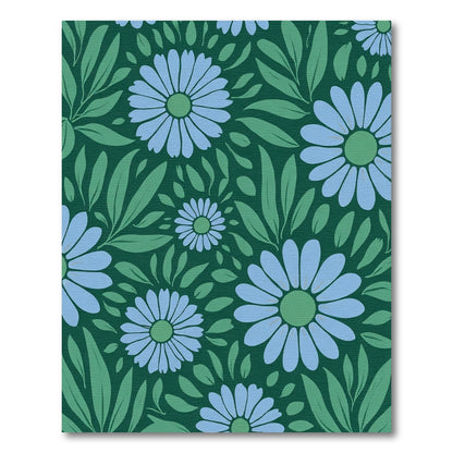 Light Blue Daisy Garden Foliage Rug