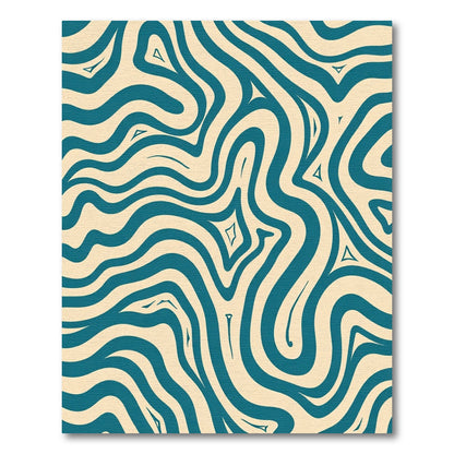 Teal Cream Swirling Abstract Ripples Rug