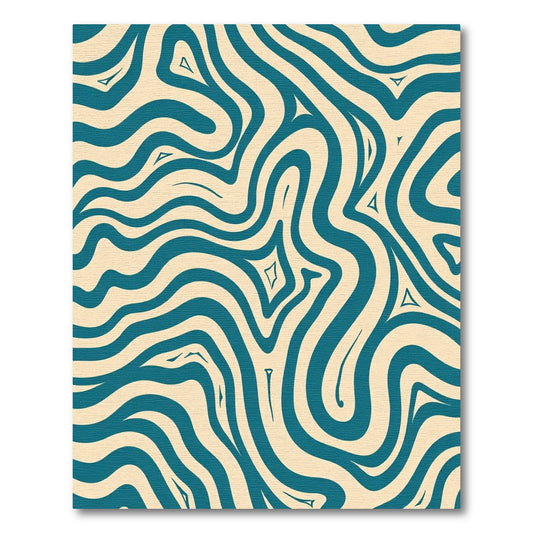 Teal Cream Swirling Abstract Ripples Rug