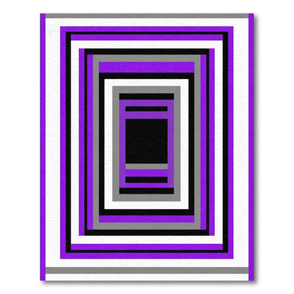 Purple Gray White Black Rectangular Tunnel Rug