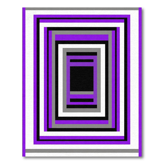 Purple Gray White Black Rectangular Tunnel Rug