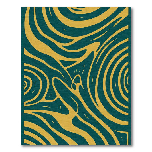 Deep Teal Yellow Swirl Flow Rug