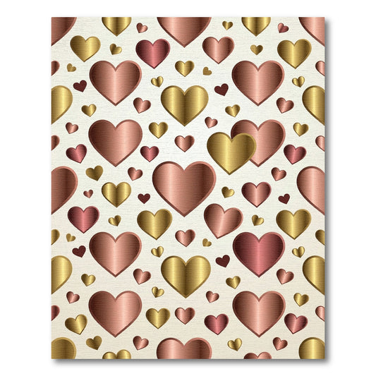 Radiant Metallic Hearts Tonal Pattern Rug