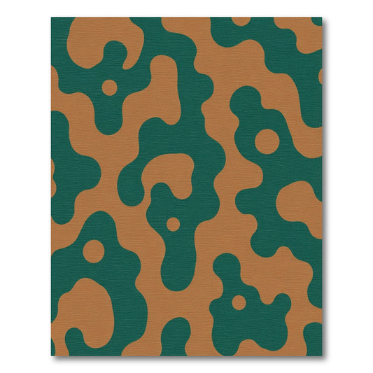 Teal Brown Fluid Organic Shapes Rug