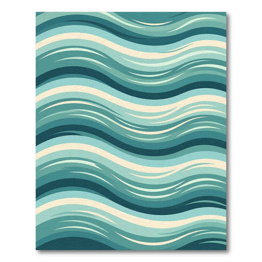 Teal Coastal Wave Striped Rug