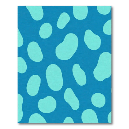Teal Irregular Shapes on Blue Rug