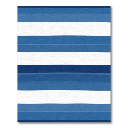 Deep Blue Layered Stripe Abstract Rug
