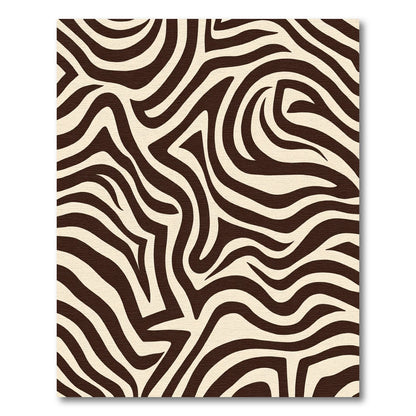 Brown Cream Zebra Stripe Waves Rug