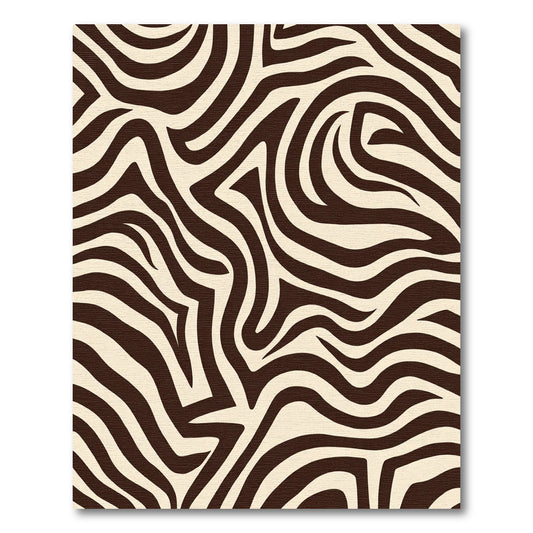 Brown Cream Zebra Stripe Waves Rug