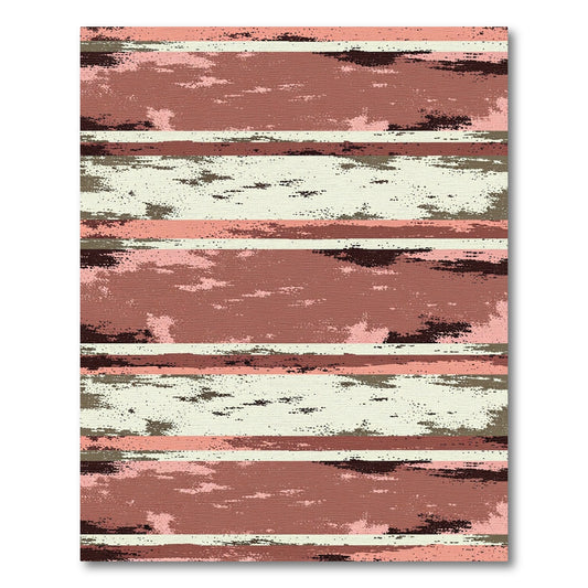 Warm Earthy Tones Distressed Stripes Rug