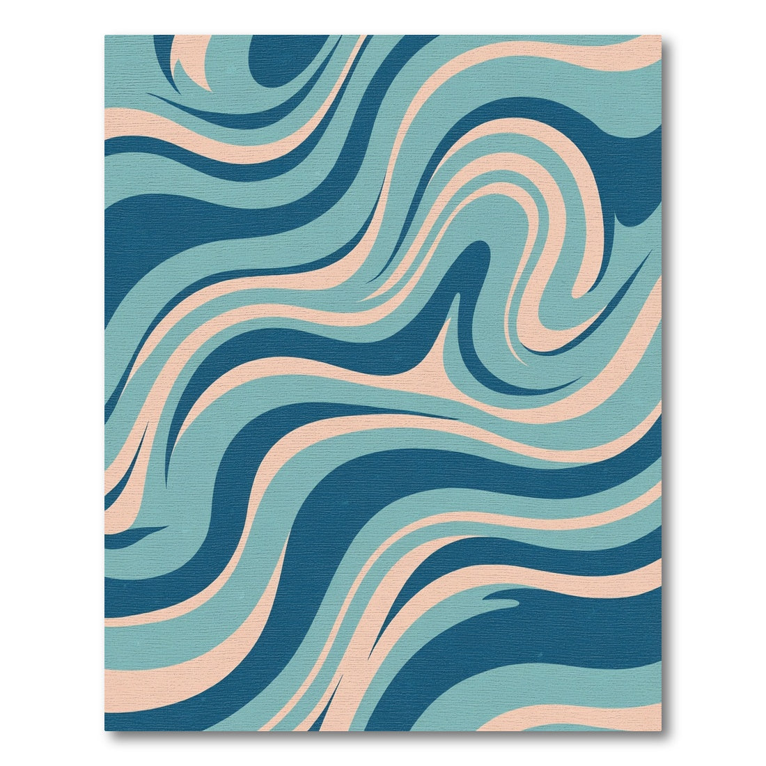 Retro Swirl Blue Peach Wave Rug