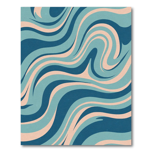Retro Swirl Blue Peach Wave Rug