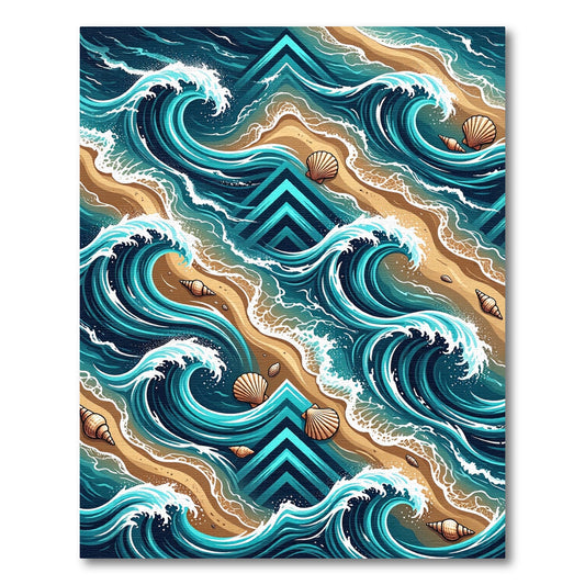 Coastal Blue Wave and Shell Horizon Rug