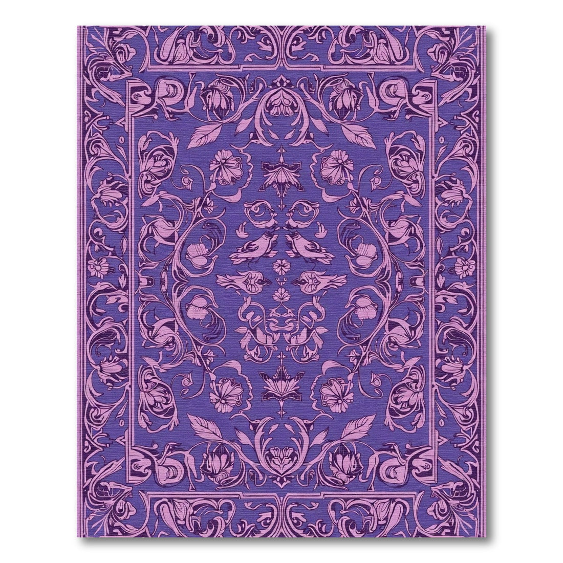Regal Purple Floral Bird Scroll Rug
