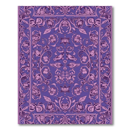 Regal Purple Floral Bird Scroll Rug