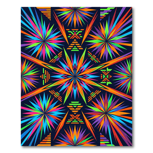Neon Multi Color Geometric Starburst Rug