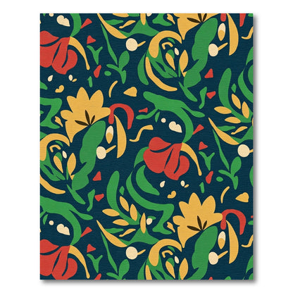 Bold Folk Art Floral Navy Rug