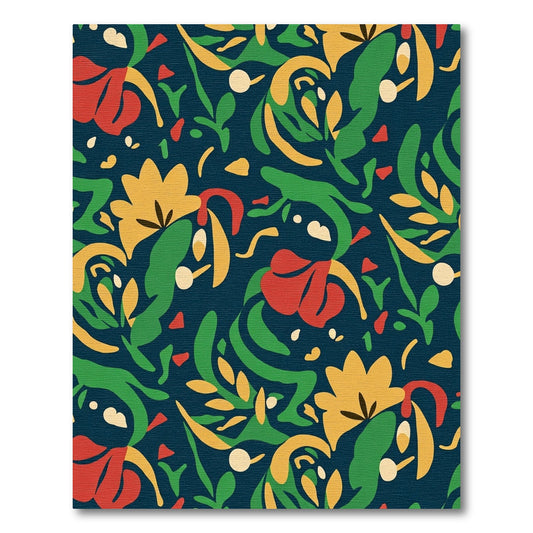 Bold Folk Art Floral Navy Rug