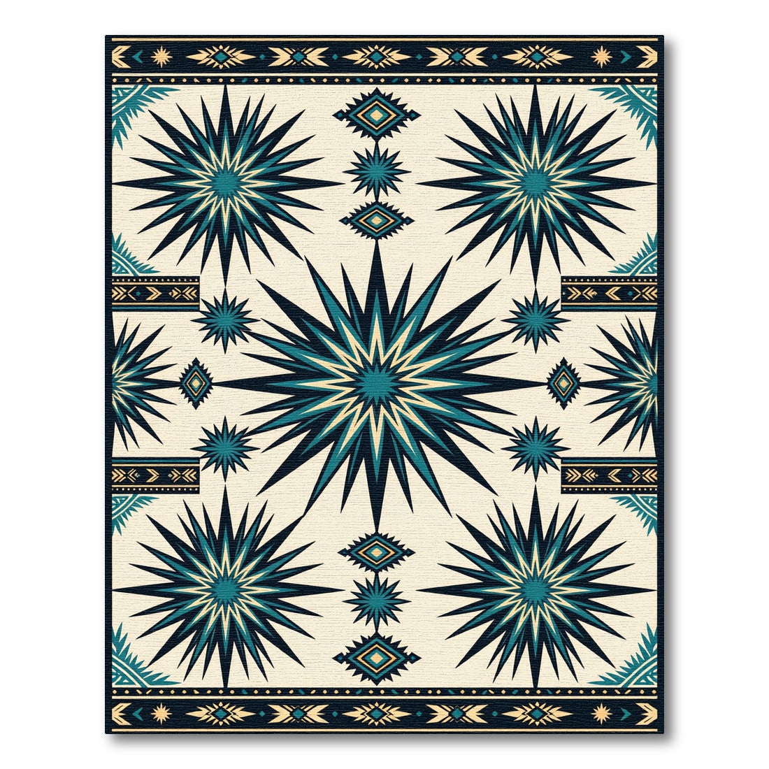 Teal Starburst Southwestern Geometric Area Rug
