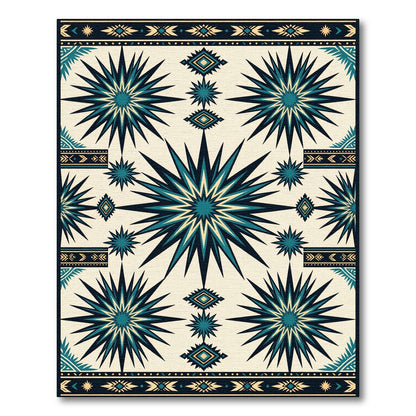 Teal Starburst Southwestern Geometric Area Rug