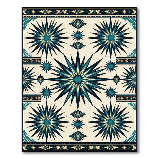Teal Starburst Southwestern Geometric Area Rug