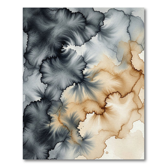 Ethereal Monochrome Ink Abstract Swirl Rug