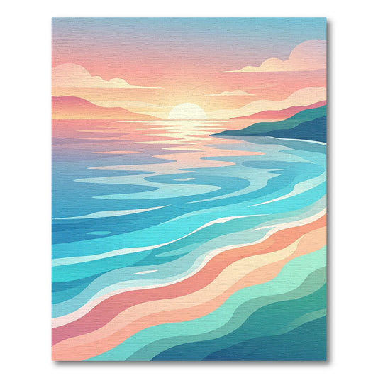 Sunset Ocean Horizon Gradient Wave Rug