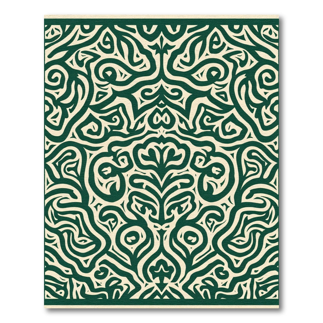 Emerald Ivory Intricate Scroll Rug