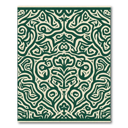 Emerald Ivory Intricate Scroll Rug