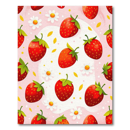 Pink Strawberry Daisy Whimsical Rug