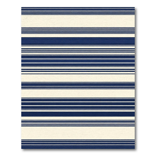 Navy Cream Horizontal Stripe Rug