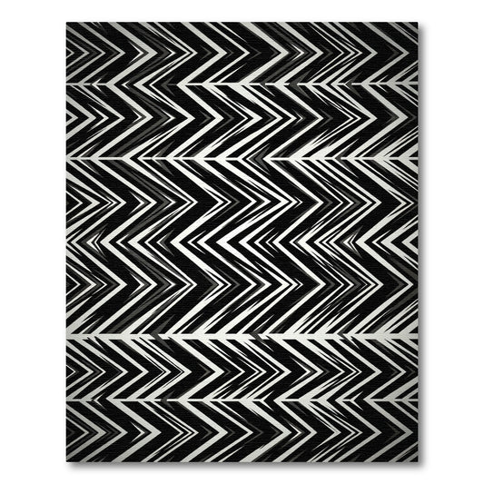 Bold Black White Chevron Stripe Rug